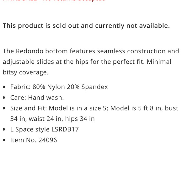 L Space Bikini Set Elle Top(M) Redondo Bitsy Bottoms(L) in Pebble 62 - Picture 7 of 14